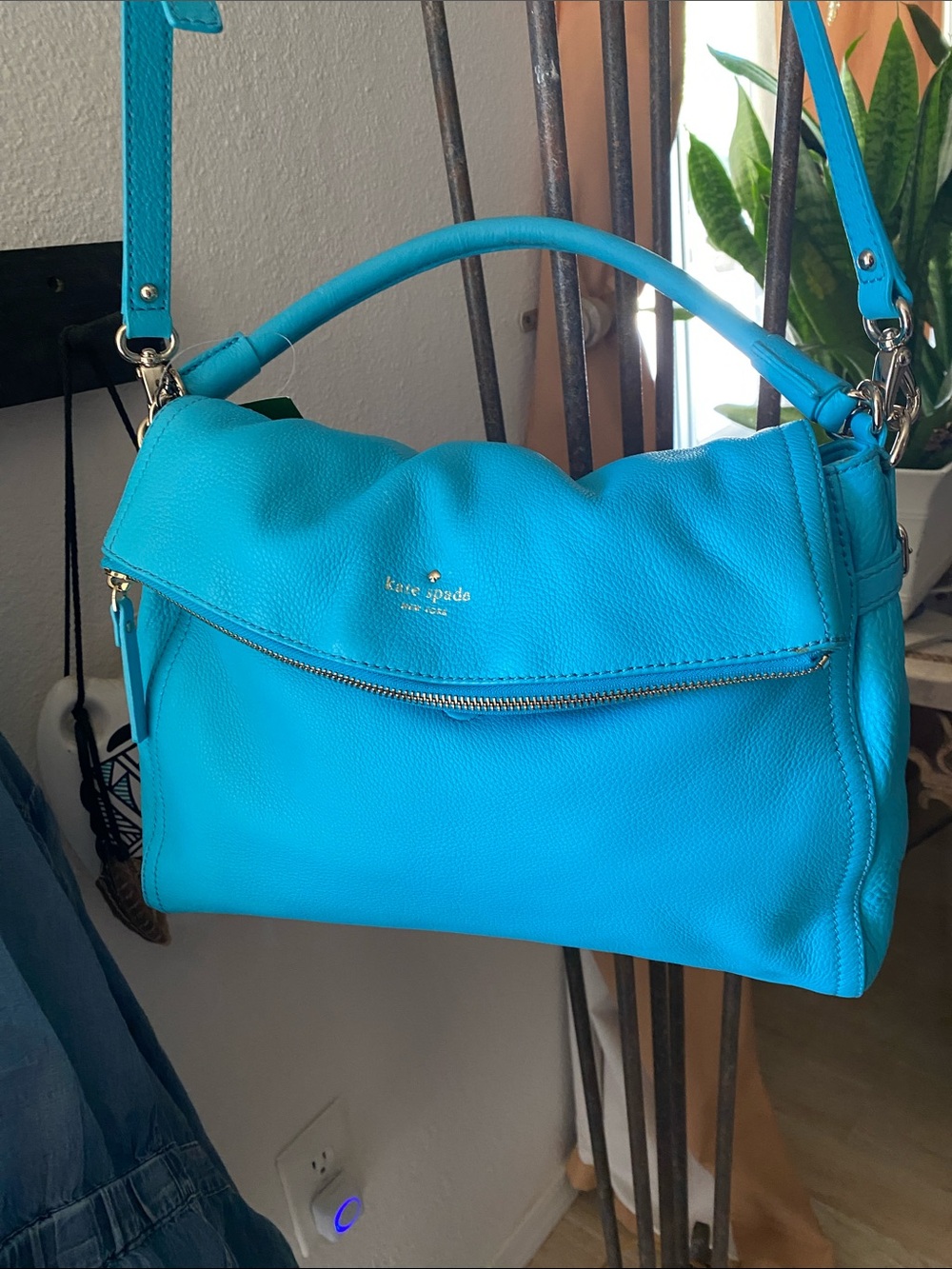 Kate Spade Turquoise rich Pebbled Leather Shoulder or crossbody Bag NWT